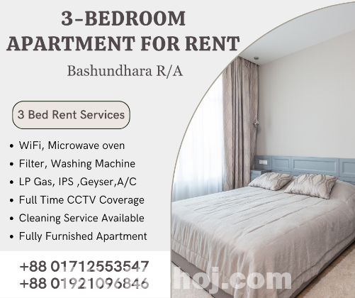 Luxurious 3-Bedroom Apartment for Rent in Bashundhara R/A